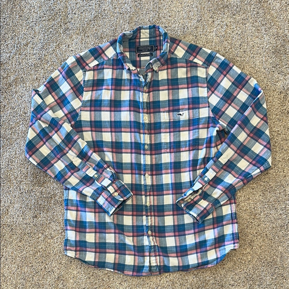 Vineyard Vines Blue and Pink Casual Button Down Shirt